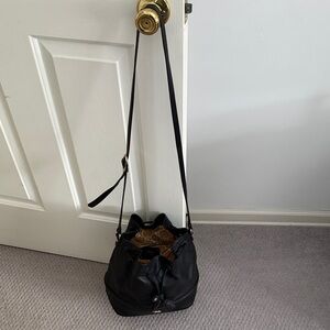 Emma Fox Whitney Black Leather Bucket Bag